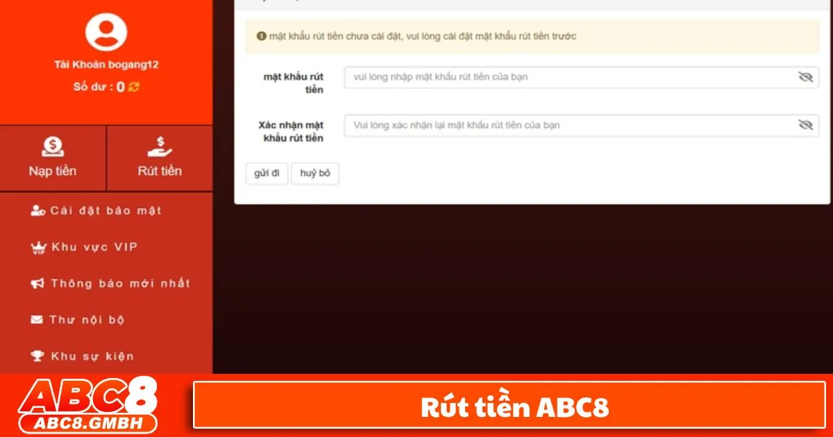 Giải Quyết Vấn Đề Khi Rút Tiền ABC8 Gặp Lỗi